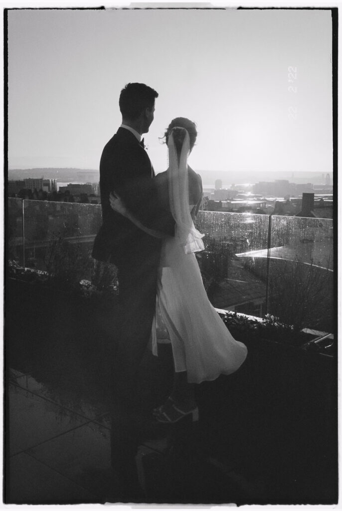 35mm black and white wedding portrait