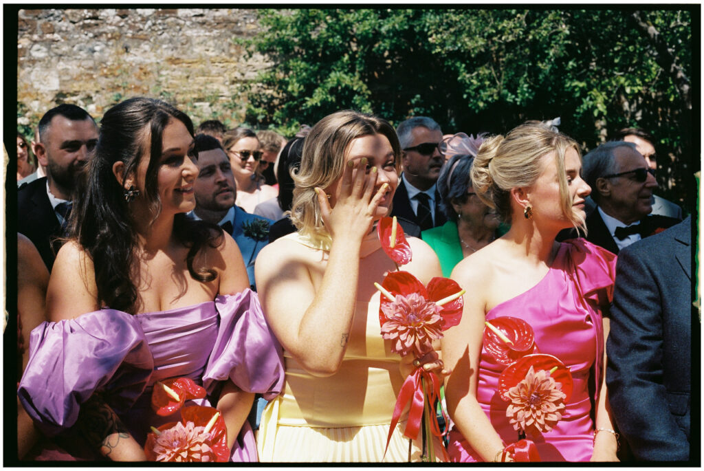 Bride and groom captured on film during their Kinkell Byre wedding in St Andrews, Scotland