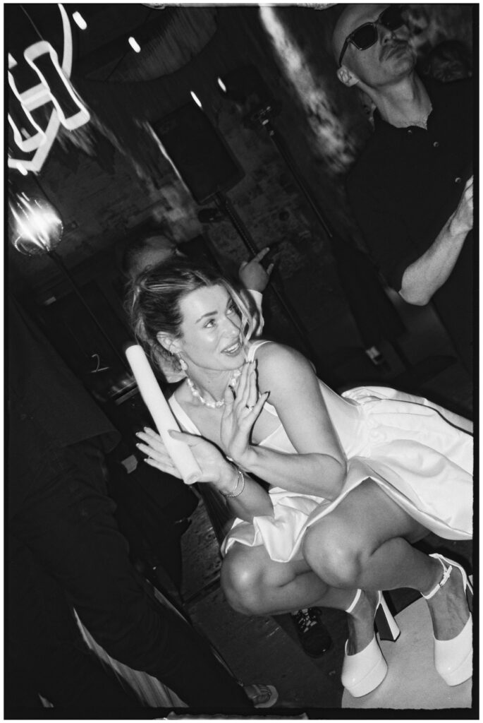Elegant film photograph of bride and groom at Kinkell Byre wedding venue