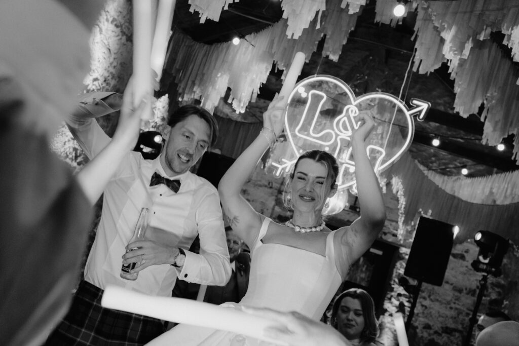 Elegant film photograph of bride and groom at Kinkell Byre wedding venue