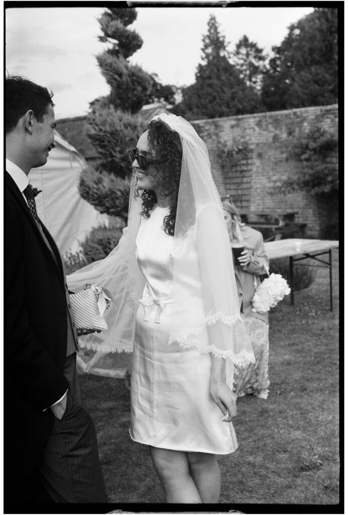 Bride in vintage mini dress