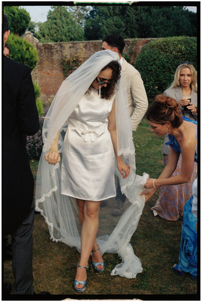 Bride in vintage mini dress