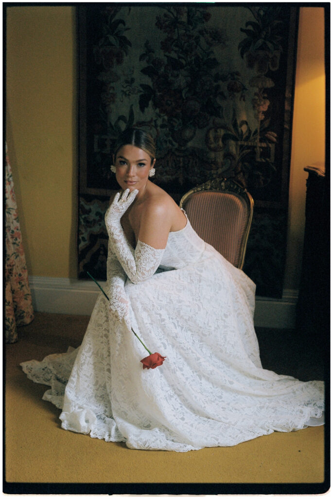 fine art bridal portrait Cotswolds film