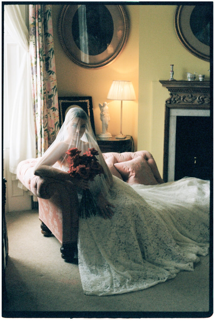 editorial bridal portrait Cotswolds film photography
