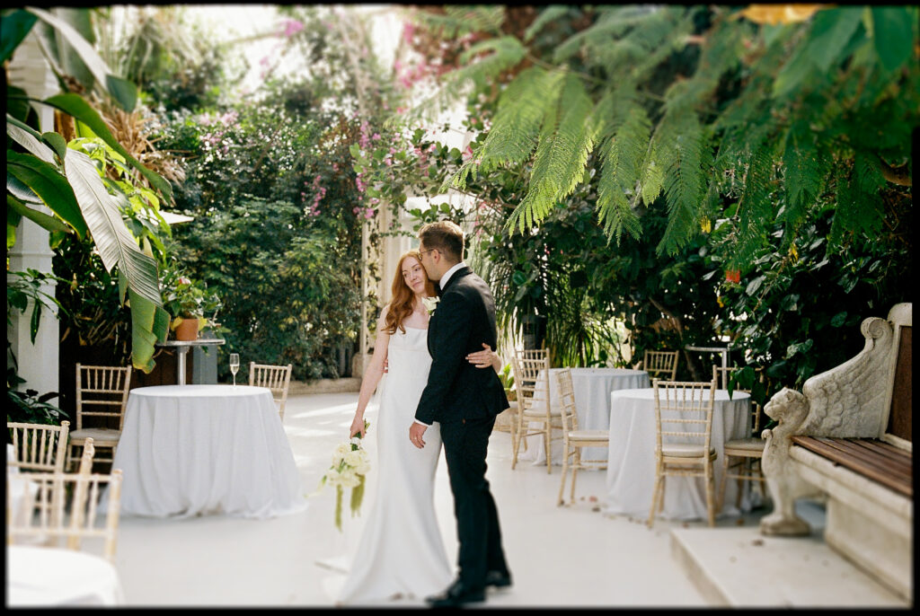 Bride & Groom at the Palm House captured on film 